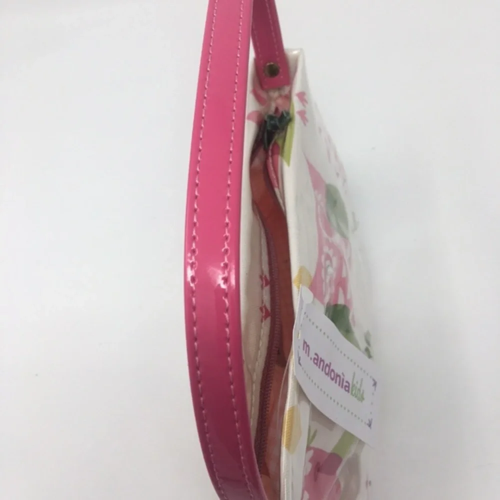 M Andonia Pink and Green Owl Mini Tote w/ Crystals